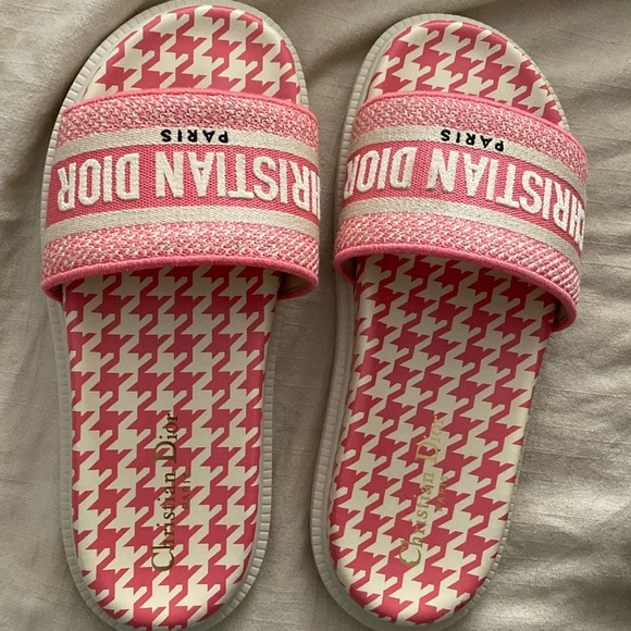 Authentic Christian Dior D-Way micro pop up logo embroidery slides - womens 39 - Picture 1 of 8